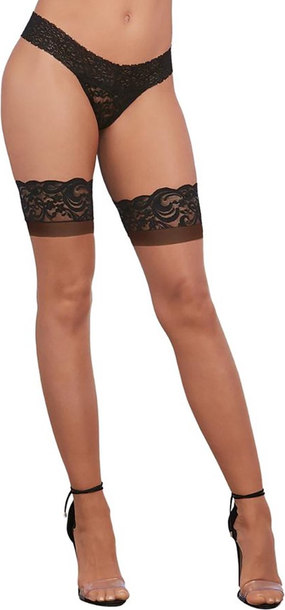 Goedkoopste Cuban Heel Top Thigh High - OS - Nude-Black