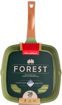 Florina Forest Grillpan vierkant - gegoten aluminium - 28cm - alle warmtebronnen - 3-laags coating - PFOA vrij - Scandinavisch design - koper / groen