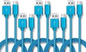 5 STKS USB naar USB-C / Type-C nylon gevlochten oplaadkabel voor gegevensoverdracht, kabellengte: 1 m (blauw)