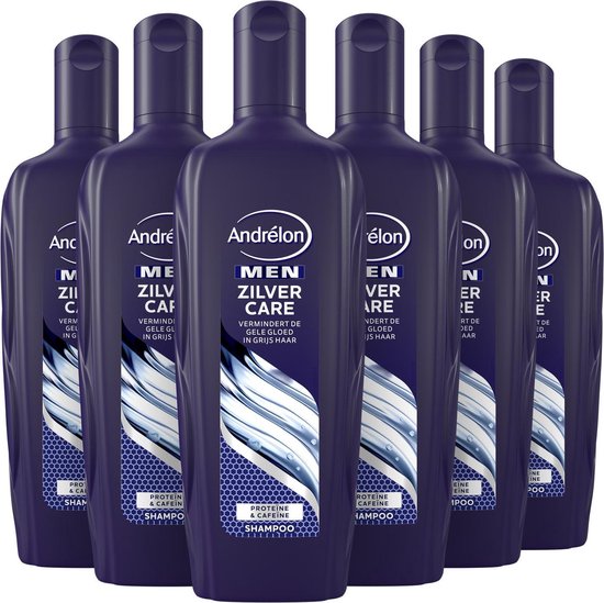 Andrélon Zilver Care Men Shampoo - 6 x 300 ml - Voordeelverpakking