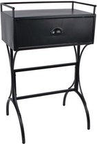 Sidetable met lade - Zwart - Metaal - 50x30x79cm