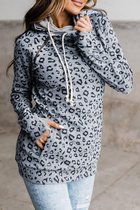 Hoodie Trui Dames - Luipaard Grijs - Maat L
