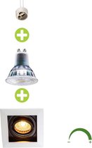 LED 5.5W Inbouwspot | wit met zwart | zwart | vierkant - 4000K - Naturel wit (840)