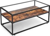 Segenn's  Jersey salontafel - met glazen oppervlak - stabiel stalen frame - gehard glas - industrieel design - vintage bruin-zwart