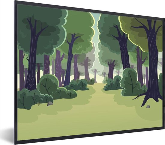 Fotolijst incl. Poster - Een illustratie van bomen en struiken - 50x40 cm - Posterlijst
