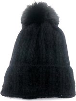 Dielay - Muts met Pompon - Beanie - Zwart