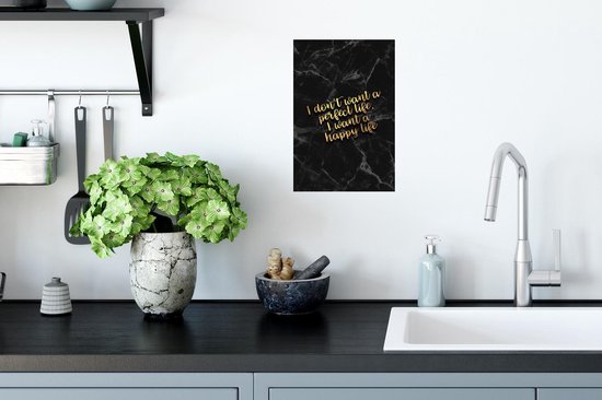 Stickers Stickers muraux - Citation - Happy - Or - Marbre - 20x30 cm - Feuille adhésive