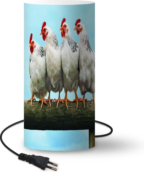 Lamp - Nachtlampje - Tafellamp slaapkamer - Vier Kippen op stok - 54 cm  hoog - Ø24.8... | bol.com