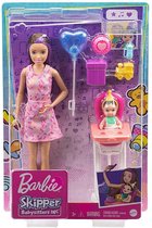 Barbie Family Skipper Babysitter Speelset - Barbie Pop met Minipop op Verjaardag