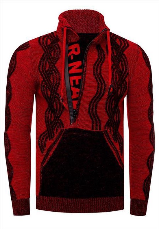 Rusty Neal - heren trui zwart - rood - 13360