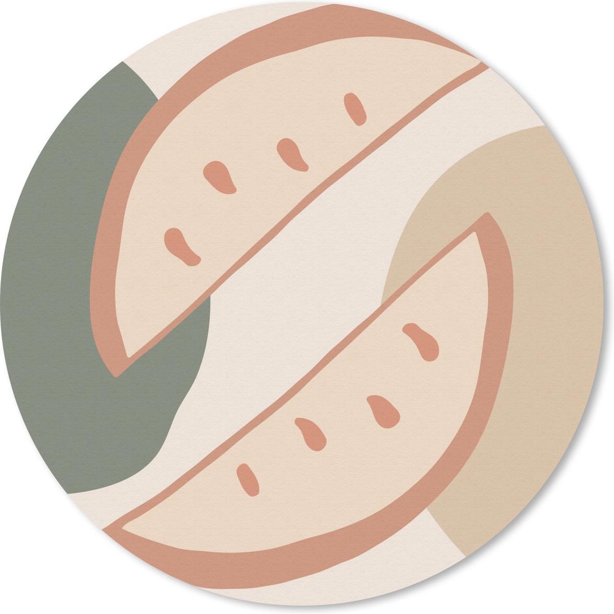 Muismat rond 50x50 cm - Mousepad Fruit - Pastel - Zomer - Ronde muismatten