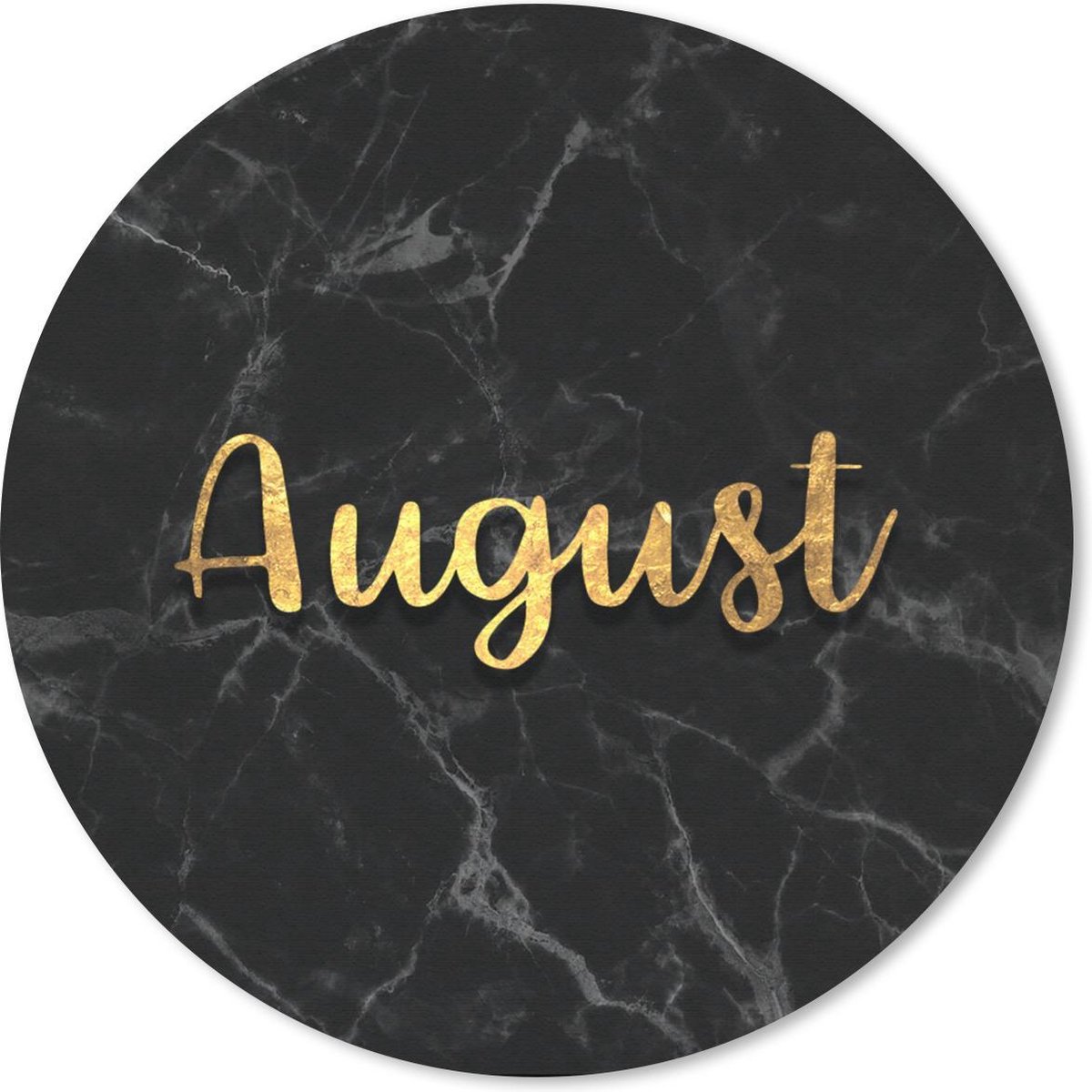 Muismat rond 40x40 cm - Mousepad Kalender - Augustus - Goud - Marmer print - Ronde muismatten