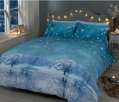 Dekbedovertrek Starry winter night blauw / Lits-jumeaux met 2 kussenslopen