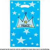 10 Uitdeelzakjes Blauwe Prinsen Kroon - 16,5 x 25 cm - Cellofaan Plastic Traktatie Kado Zakjes - Snoepzakjes - Koekzakjes - Koekje - Cookie - Prince - Prins - Blue
