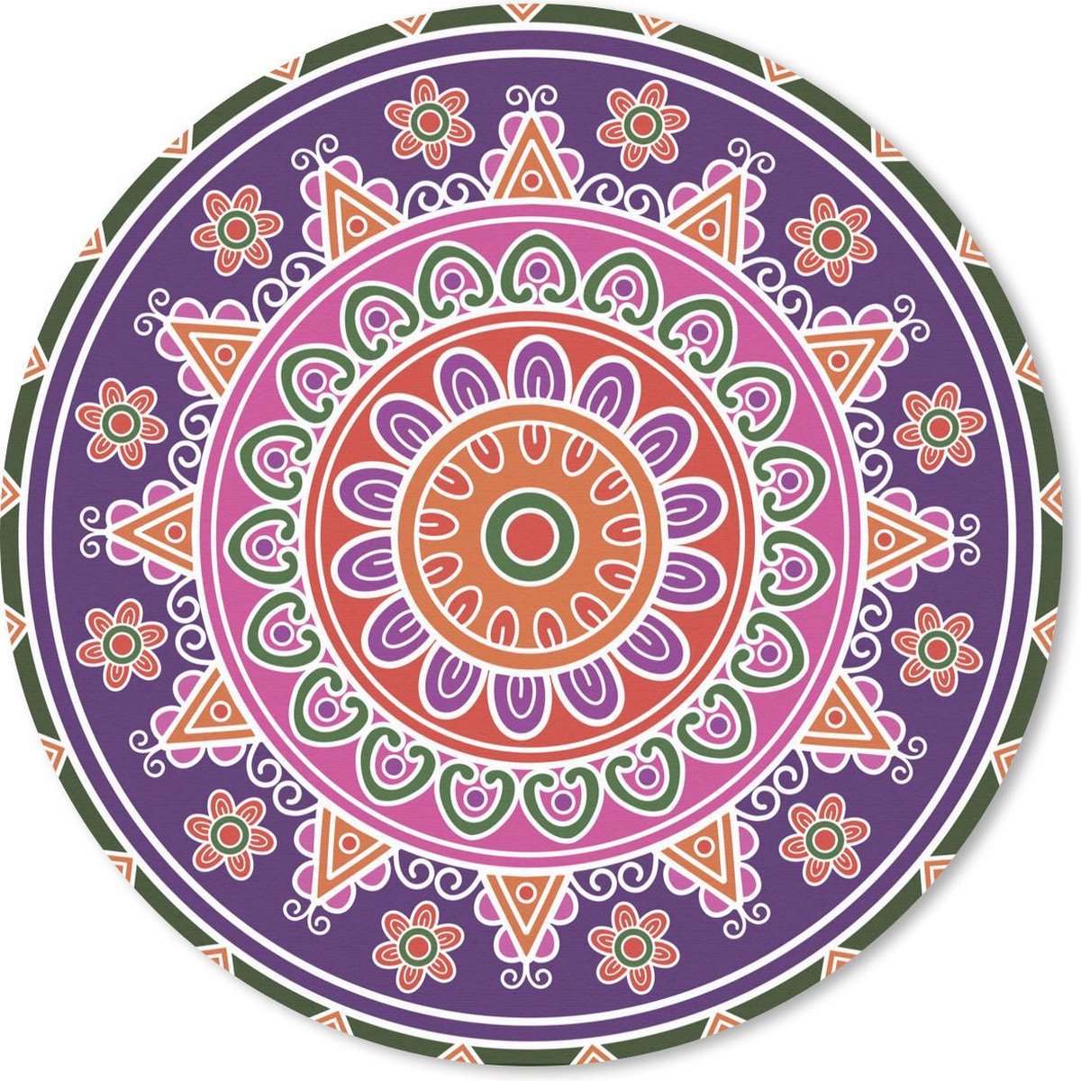 Muismat rond 40x40 cm - Mousepad Mandala ouderwets design - Ronde muismatten