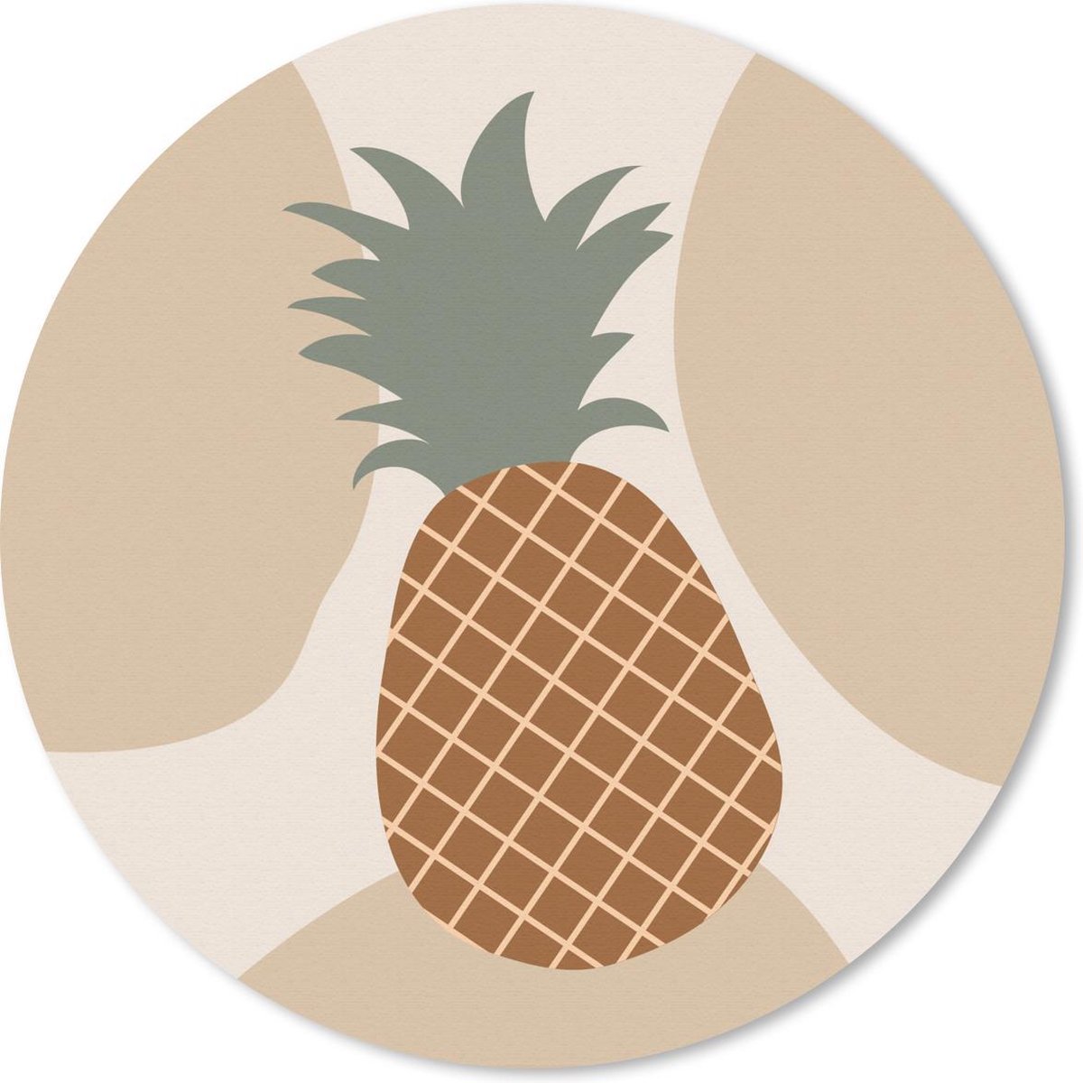 Muismat rond 40x40 cm - Mousepad Fruit - Pastel - Ananas - Zomer - Ronde muismatten