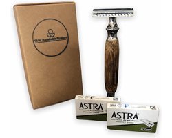 J&W Sustainable Products - Safety Razor - Bamboe Scheermes - Double Edge Single Blade - incl. 10 scheermesjes