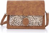 Schouder-/ crossbodytasje / clutch Cheetah Camel