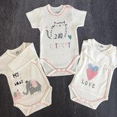 Babykleding % 100 Katoen Zomer Bodysuit Voor Peuters Bodysuit Outfits Newborn Kleding Biologisch Katoen Liefde Leuke Kat Olifant Cartoon Ontwerp Nieuwe SET 3 PACK