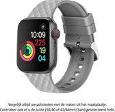 Grijs Siliconen Sporthorloge Band geschikt voor Apple Watch 1, 2, 3, 4, 5, 6, 7, 8, SE & Nike+, 38mm & 40mm "Vrouwenbreedte" Series – Maat: zie maatfoto - Soepel hoogwaardig siliconen - 38 mm en 40 mm