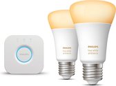 Philips Hue Starterspakket E27 White Ambiance - 2 Hue E27 LED Lampen en Bridge - Eenvoudige Installatie - Werkt met Alexa en Google Home