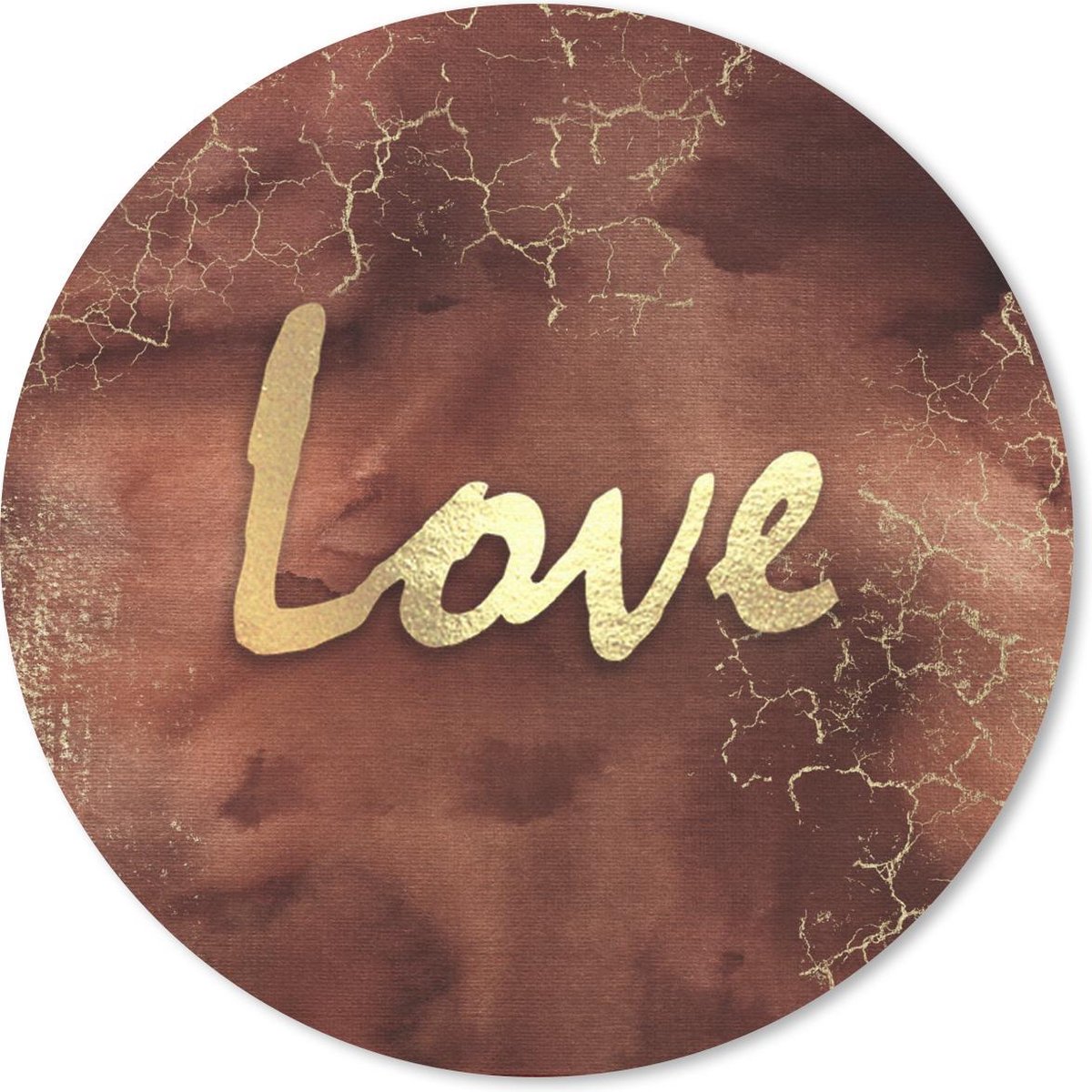 Muismat rond 50x50 cm - Mousepad Quote - Liefde - Bruin - Goud - Ronde muismatten