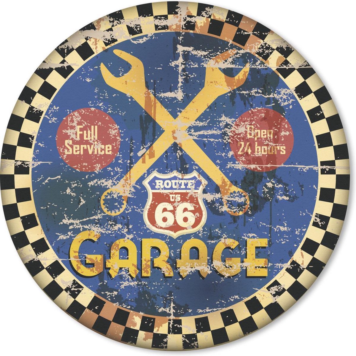 Muismat rond 40x40 cm - Mousepad Mancave - Garage - Vintage - Route 66 - Ronde muismatten