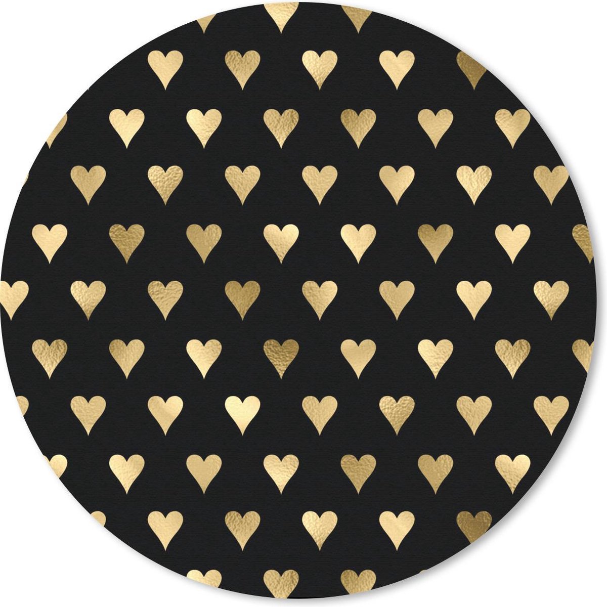 Muismat rond 40x40 cm - Mousepad Patronen - Hart - Goud - Ronde muismatten