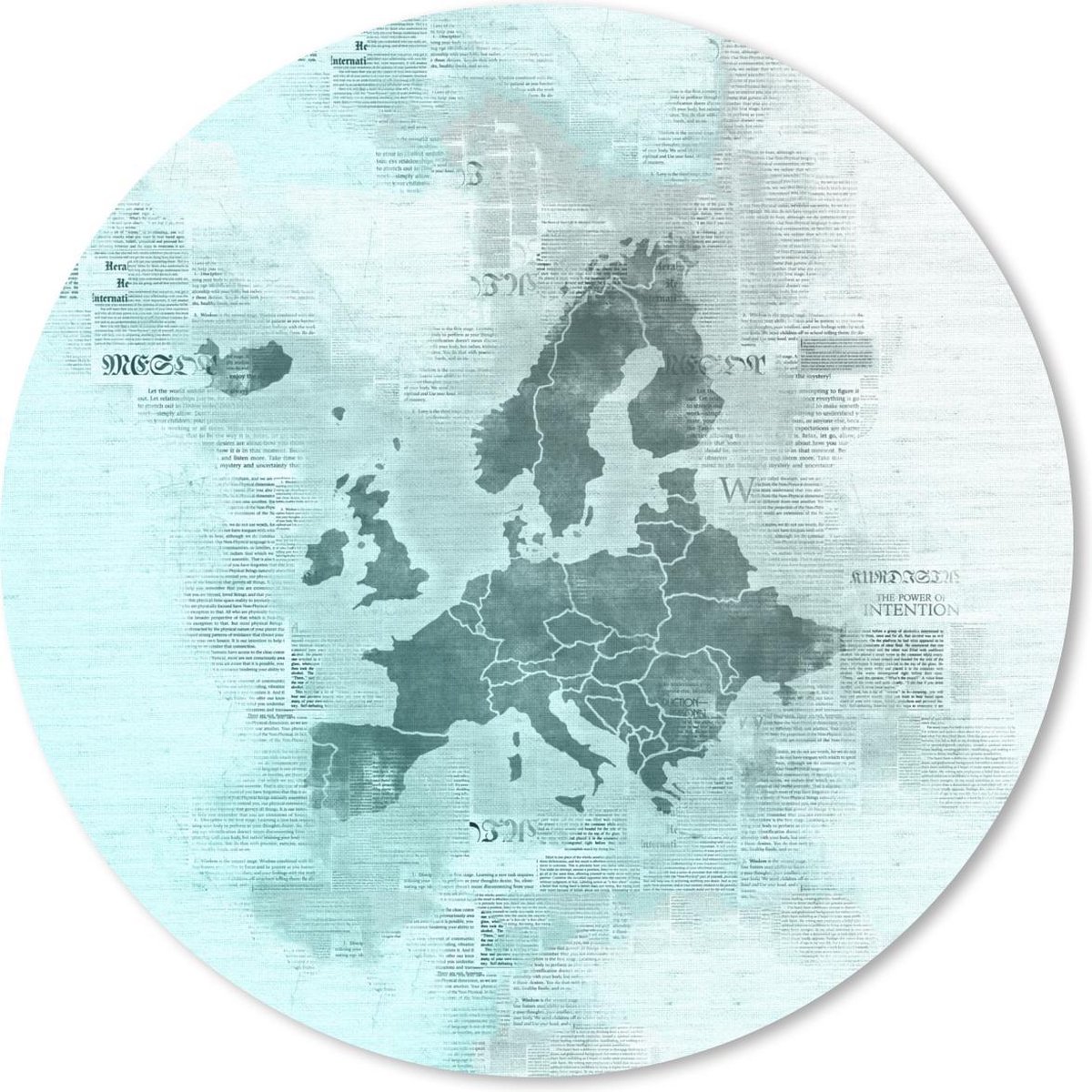 Muismat rond 40x40 cm - Mousepad Europa - Kaarten - Papier - Krant - Ronde muismatten