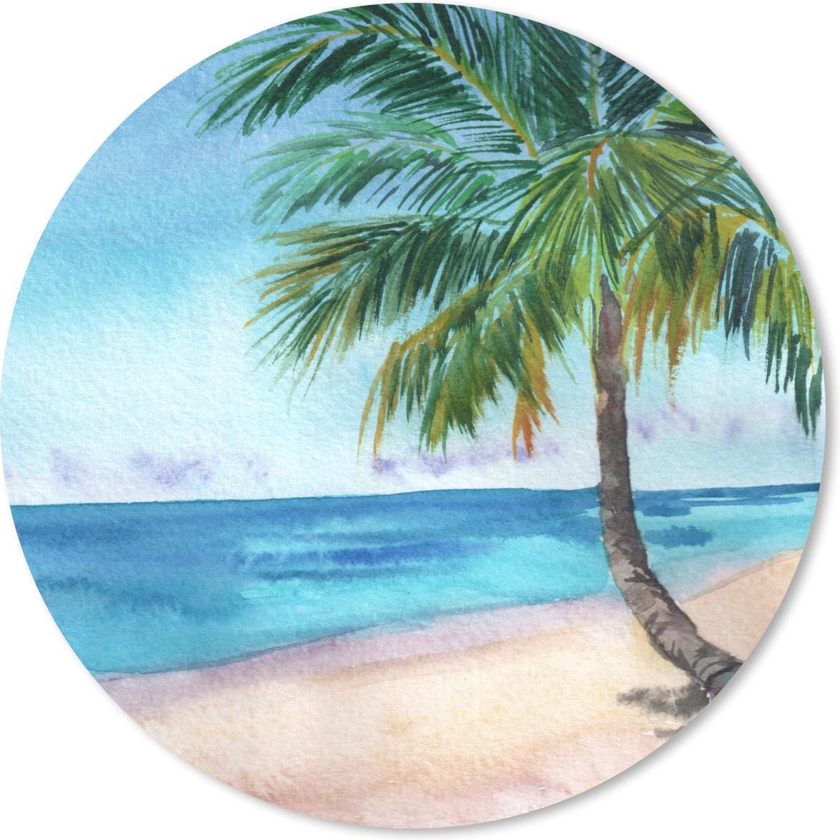 Muismat rond 40x40 cm - Mousepad Zee - Palmboom - Strand - Ronde muismatten