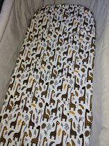 Kinderwagen matrashoes - giraffemotief - wit - tricot stof