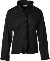 Dames blouse zwart lange mouwen met plooien | Maat 42
