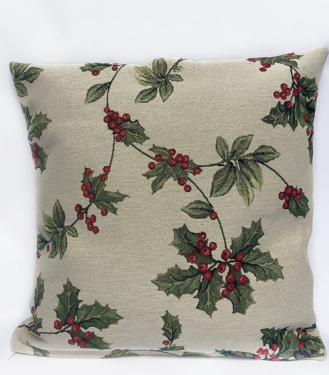 Kussenhoes - Luxe gobelinstof - Mistletoe - Kerst - hulst