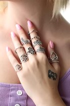 Khoshal Ring Heren | Zilverkleurig | Fashion | Accessoire |  | Cadeau | 9-Delig |One Size |Metaal |