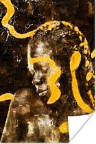 Poster Vrouw - Zwart - Goud - 80x120 cm