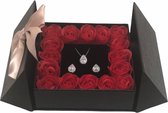 Flowerbox butterfly met Swarovski Druppel ketting met oorbellen – Giftbox vrouwen – Valentijn – Moederdag cadeau - kado