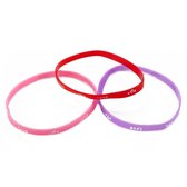 Rekbare Armbandjes | Love | Hartje | 3 x Armband in de kleuren Rood & Paars & Roze