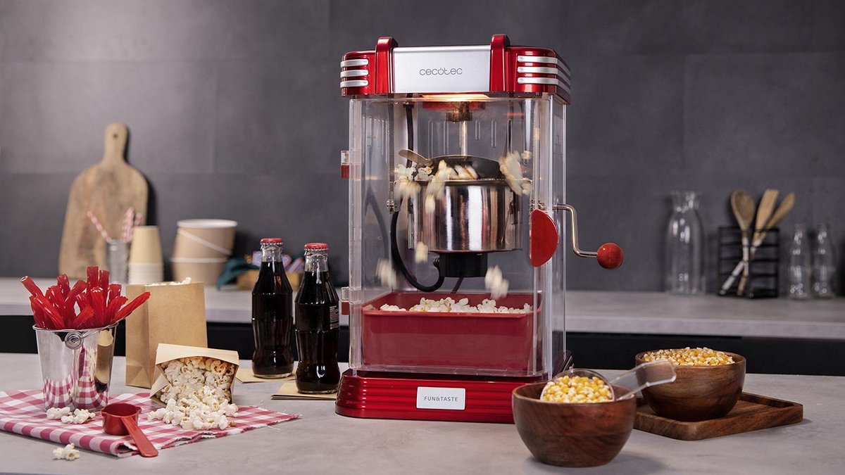 Cecotec Retro Popcornmachine Popcorn zonder olie of boter Hetelucht