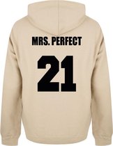 MR & MRS PERFECT couple hoodies beige (MRS - maat XS) | Gepersonaliseerd met datum | Matching hoodies | Koppel hoodies