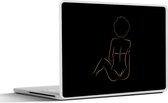 Laptop sticker - 11.6 inch - Vrouw - Black - Gold - Line art - 30x21cm - Laptopstickers - Laptop skin - Cover