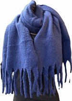 Sjaal warm extra dikke kwaliteit donkerblauw 180/55cm