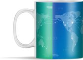 Mok - Wereldkaart - Reizen - Blauw - 350 ml - Beker