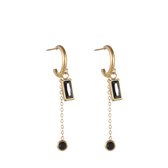 Go Dutch Label Oorknop twee onyx goud E1810-2