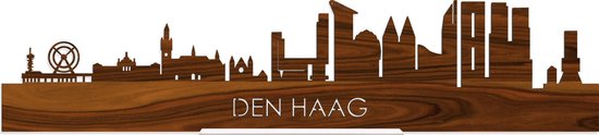 Standing Skyline Den Haag Palissander hout - 60 cm - Woondecoratie design - Decoratie om neer te zetten en om op te hangen - Meer steden beschikbaar - Cadeau voor hem - Cadeau voor haar - Jubileum - Verjaardag - Housewarming - Interieur -