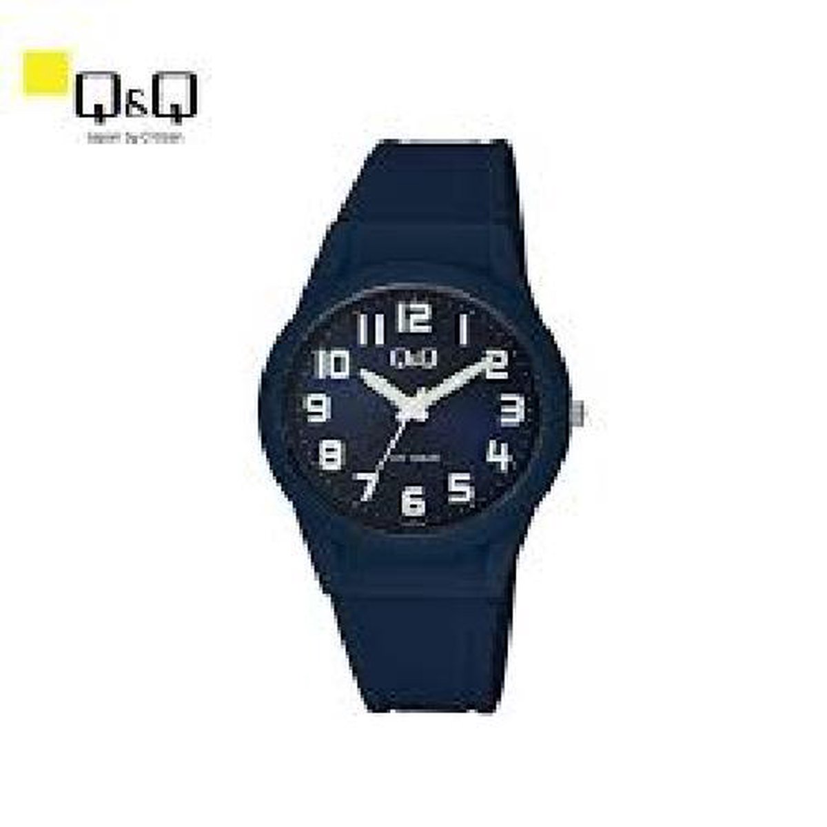 Q&Q VQ50J033Y - Horloge - Sport - Analoog - Unisex - Plastic band - Rond - Cijfers - Kunststof - Donker Blauw