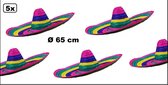 5x Mega Sombrero Acapulco one size Ø 65 cm - Carnaval sombrero festival stro hoed party thema feest