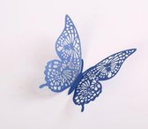 Cake topper décoration papillons - Décoration murale avec stickers - 12 pièces - Blauw - VL-02