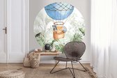 Behangcirkel 60cm Baby diertjes in luchtballon blauw - Wallz