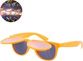 TWINKLERZ® - Space Zonnebril Klepje - Spacebril - Caleidoscoop Bril - Diffractie Bril - Oranje
