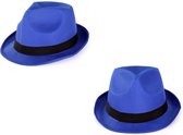 Festival hoed blauw met zwarte band - Hoofddeksel hoed festival thema feest feest party